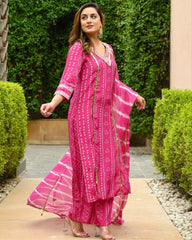 Ready To Wear Pink Faux Georgette Sequence Work Plazzo Suit With Dupatta