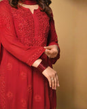 Ready To Wear Red Soft Georgette Chikankari Sharara Kurti With Dupatta