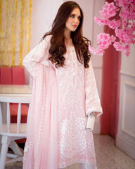 Ready To Wear Baby Pink Faux Georgette Embroidery Work Pakistani Suit With Dupatta