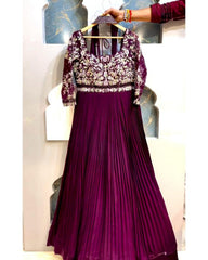 Designer Pure Georgette Embroidery Work Anarkali Gown With Dupatta