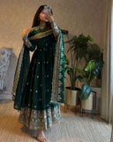 Exclusive Maroon Black Green Heavy Georgette Embroidery Anarkali Suit With Dupatta