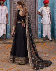 Ready To Wear Black Faux Georgette Embroidery Work Anarkali Gown With Dupatta