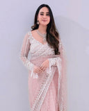 Exclusive Pink Soft Net Embroidery Saree With Blouse