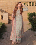 Exclusive Sage Green Soft Georgette Embroidery Palazo Kurti With Dupatta