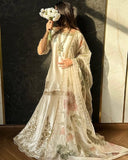 Ready To Wear White Chinon Silk Embroidery Top Bottom With Dupatta