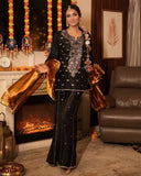 Exclusive Black Chinon Silk Embroidery Gharara Suit With Dupatta