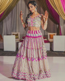 Ready To Wear Pink Butterfly Net Embroidery Lehenga Choli With Dupatta