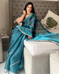 Designer Jimmy Choo Silk Embroidery Work Saree With Blouse