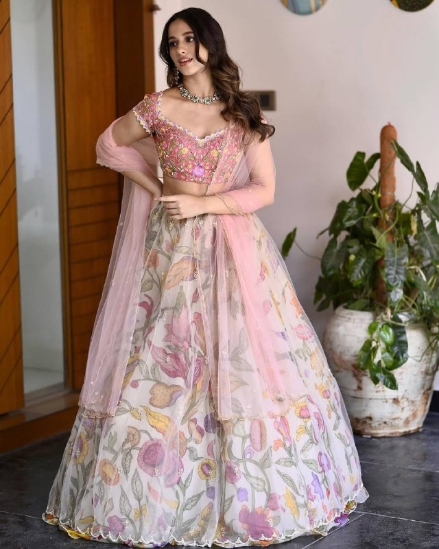 Ready To Wear Multi Color Chinon Silk Lehenga Choli With Dupatta