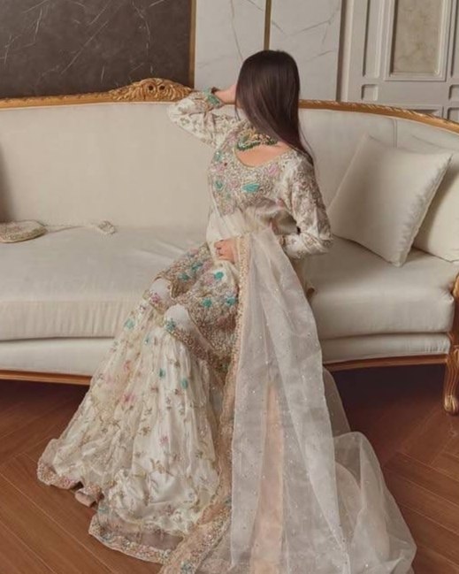 Ready To Wear White Soft Georgette Embroidery Sharara Kurti With Dupatta