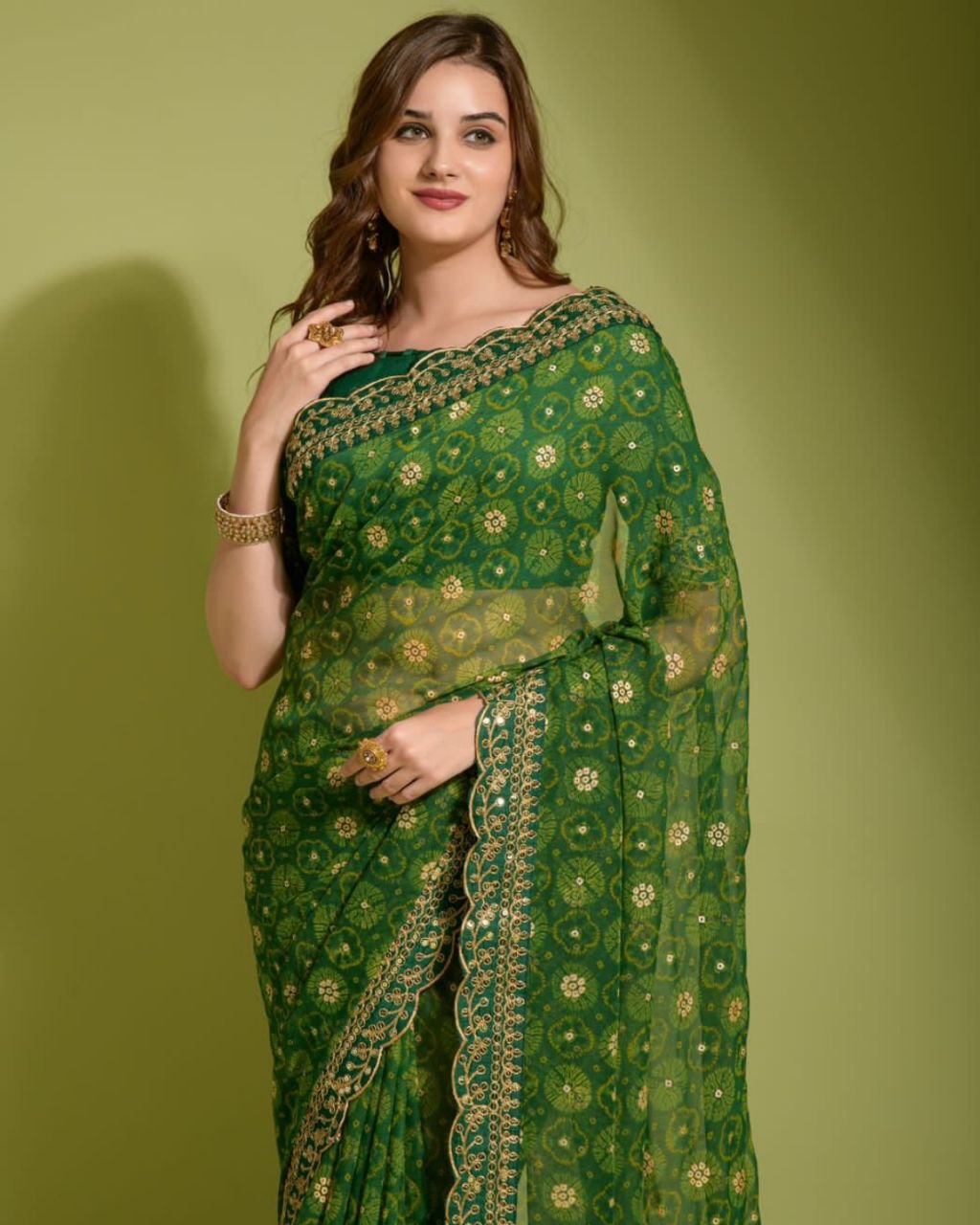 Designer Chiffon Silk Embroidery Work Saree With Blouse