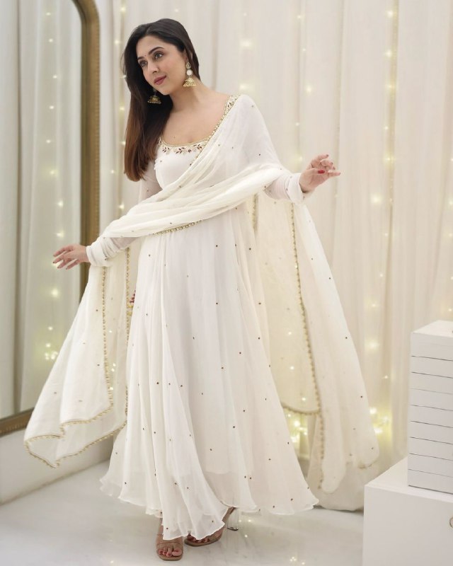 Exclusive White Soft Georgette Embroidery Anarkali Suit With Dupatta