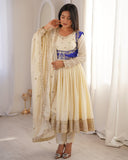 Ready To Wear White Heavy Bangalori Embroidery Anarkali With Koti Pant And Dupatta