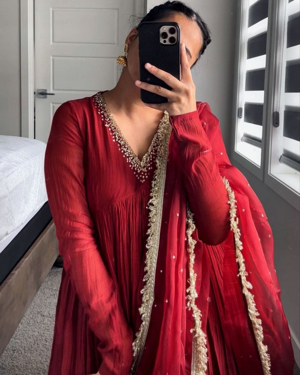 Exclusive Multi Chinon Silk Embroidery Work Anarkali Suit With Dupatta