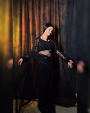 Ready To Wear Black Mono Net Sequence Work Saree With Blouse