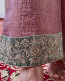 Exclusive Dusty Pink Silk Embroidered Palazo Kurti With Dupatta