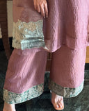 Exclusive Dusty Pink Silk Embroidered Palazo Kurti With Dupatta