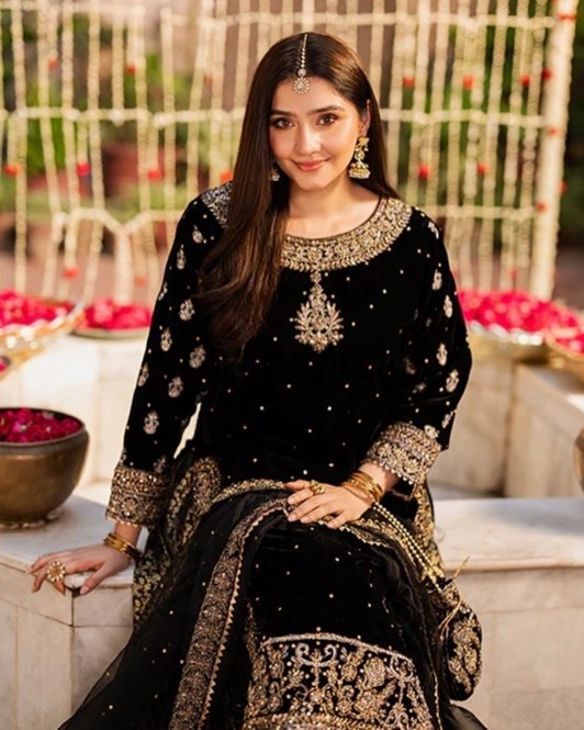 Exclusive Velvet Embroidery Work Farshi Lehenga Suit With Dupatta