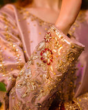 Copper Jimmy Silk Sequence Work Pant Suit With Maroon Dupatta