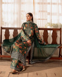 Green Chinon Silk Printed Work Pakistani Suit With Dupatta