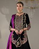 Exclusive Black Velvet Sequence Work Salwar Suit With Pink Dupatta