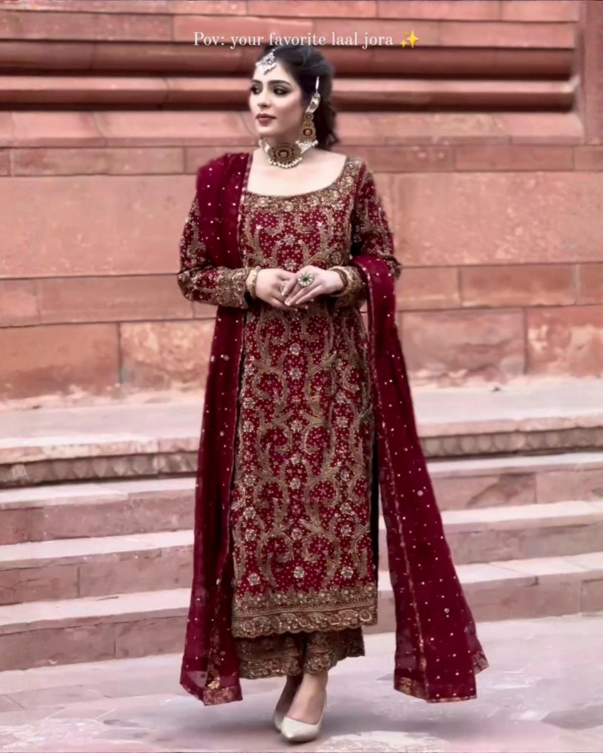 Exclusive Maroon Georgette Embroidered Pakistani Suit With Dupatta