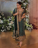 Dark Green Jimmy Silk Embroidery Work Pakistani Suit With Dupatta