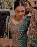 Dark Green Jimmy Silk Embroidery Work Pakistani Suit With Dupatta