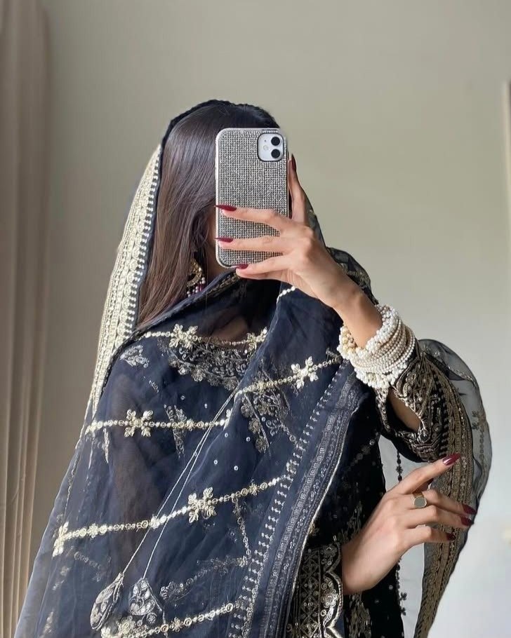 Exclusive Black Georgette Embroidered Pakistani Suit With Dupatta