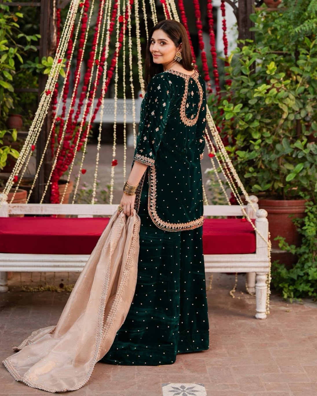 Exclusive Velvet Embroidery Work Palazo Suit With Crep Dupatta