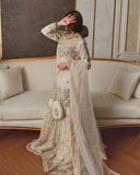 White Soft Georgette Embroidery Work Gharara Suit With Dupatta