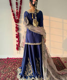 Exclusive Blue Chinon Silk Embroidery Work Sharara Suit With Dupatta