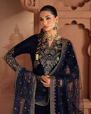 Exclusive Neavy Blue Velvet Embroidered Anarkali Suit With Dupatta