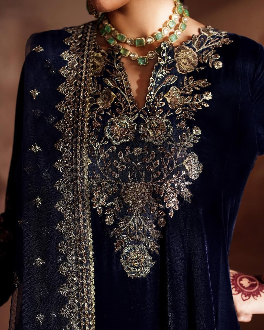 Exclusive Neavy Blue Velvet Embroidered Anarkali Suit With Dupatta