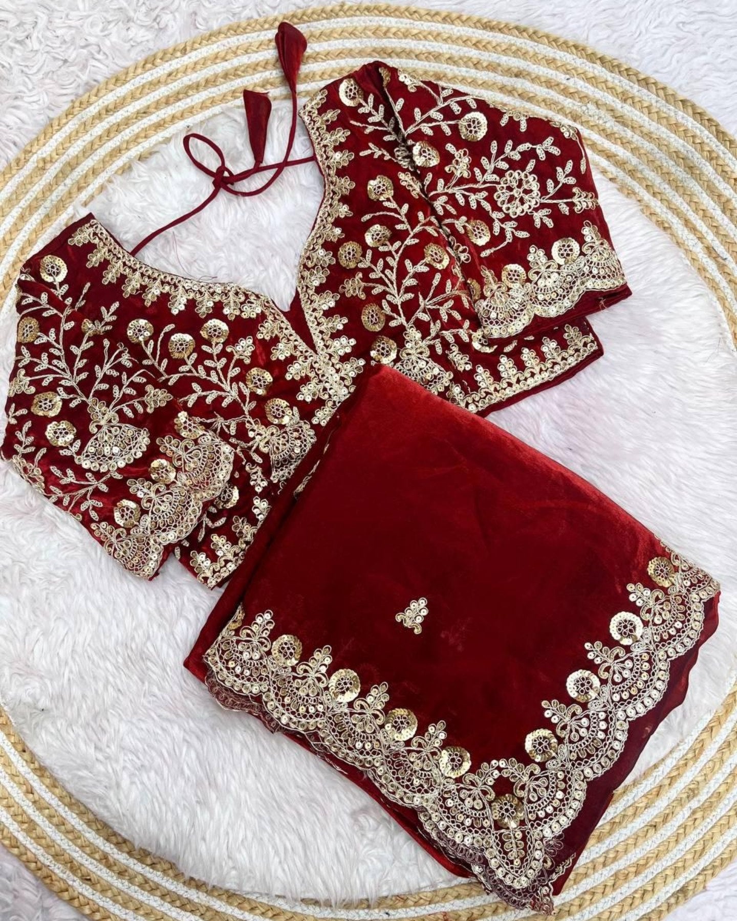 Designer Red , Pink , Maroon & Purple Silk Embroidery Work Saree With Blouse