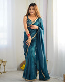 Premium Blue , Rani And Onion Tissue Silk Sequence Work Saree With Blouse
