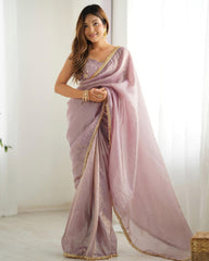 Blue , Rani And Onion Tissue Silk Sequence Work Saree With Blouse