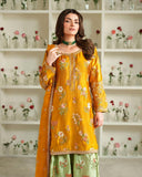 Exclusive Yellow & Green Crep Silk Embroidery Work Farshi Suit With Dupatta