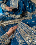 Exclusive Blue Georgette Embroidery Work Gharara Suit With Dupatta