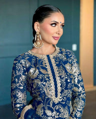 Blue Soft Georgette Embroidery Work Palazo Suit With Dupatta