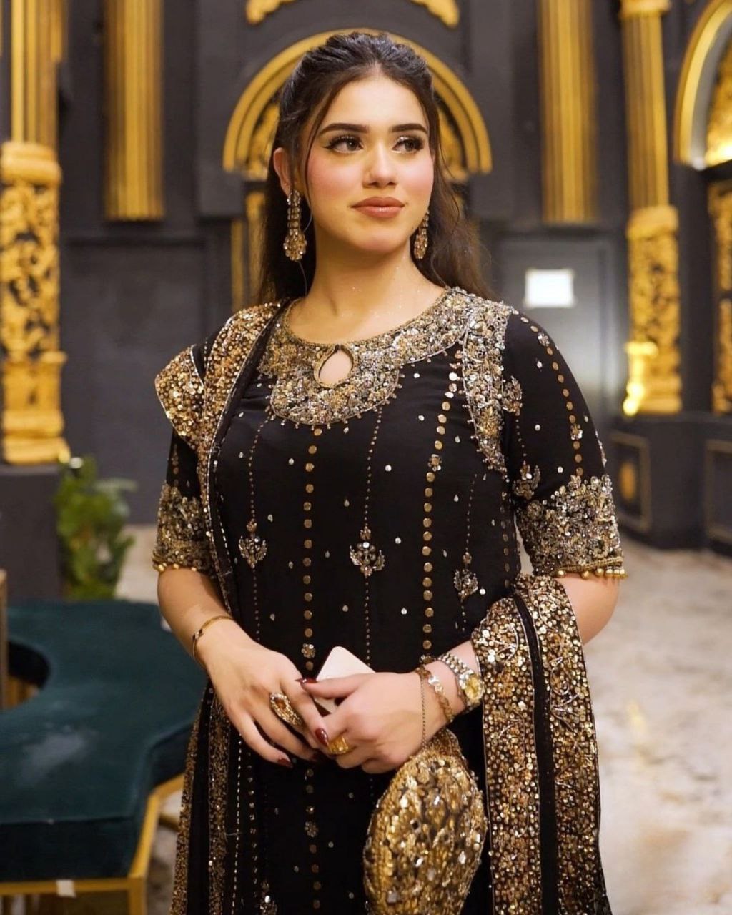 Ready To Wear Black Soft Georgette Embroidery Work Pakistani Suit With Dupatta
