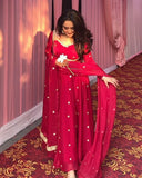 Exclusive Pink Fendy Silk Embroidery Work Anarkali Gown With Dupatta