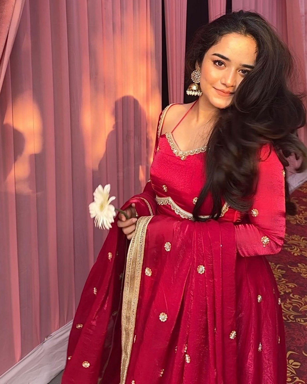 Exclusive Pink Fendy Silk Embroidery Work Anarkali Gown With Dupatta