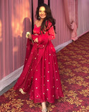 Exclusive Pink Fendy Silk Embroidery Work Anarkali Gown With Dupatta