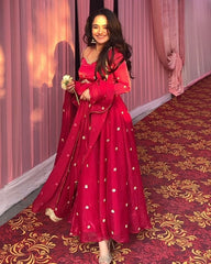 Exclusive Pink Fendy Silk Embroidery Work Anarkali Gown With Dupatta