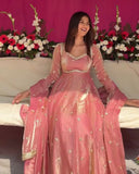Exclusive Peach Fendy Sequence Work Anarkali Gown With Dupatta