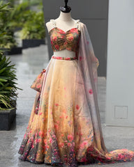 Ready To Wear Multi Organza Silk Moti Work Saree With Blouse