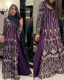 Purple Soft Georgette Sequence Work Sharara Suit With Morpinch Dupatta