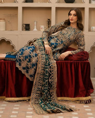 Blue Soft Georgette Embroidery Work Pakistani Suit With Dupatta
