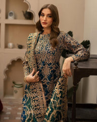 Blue Soft Georgette Embroidery Work Pakistani Suit With Dupatta